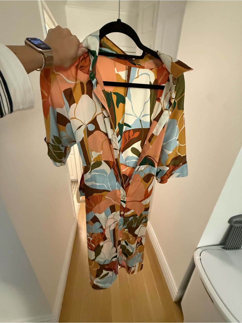 Zara Multicolor Floral Midi Dress - Peach, Blue, Green